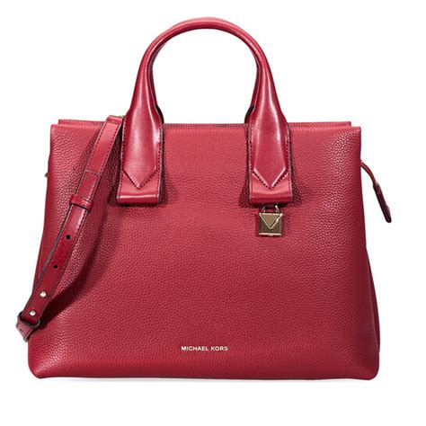 michael kors rollins large pebbled leather satchel maroon